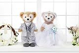 ダッフィー＆シェリーメイ ウエディング コスチュームセット 服 ぬいぐるみ別売【オリジナル ハンドメイド】 ウェディングドレス ロングトレーンドレス フロックコート(シルバー) ウェルカムドール [並行輸入品]