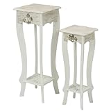 ラフィネ フラワースタンド2点セット 白家具 アンティーク仕上げ 91620