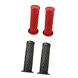 Dolity オートバイ　レトロ　ハンドルバー　グリップ　ゴム製　ソフト　耐衝撃性　2対/セット　全4セット - レッド＆ダークグレー