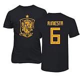 スペインTCAMP 2018 National Soccer # 6 Andres Iniesta世界選手権のメンズTシャツ Youth Small ブラック