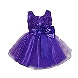 Lovoski 女の子　キュート　花　蝶結び　ベルト付き　プリンセスドレス　ドレス　花嫁介添人　全6色6サイズ - 紫, 110