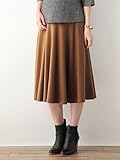 Angeliebe エンジェリーベ マタニティ 微起毛 上質 ポンチ ミモレ 丈 フレア スカート 産前 産後 妊婦服 膝丈 アジャスター調節可 S ～ M キャメル 21660 21660101