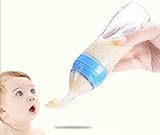 ベビー離乳スプーン　離乳食用　シリコン製　哺乳びんとスプーンを１つに (ブルー)