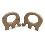 Kissteether 2pcs 手作り木製オーガニックセーフベビーテーパーファットエレファントペンダントオーガニックナチュラルブナ木製玩具ハンドカット動物DIYベビーテザー看護アクセサリー (2pc
