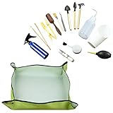 Felimoa 観葉・多肉植物 室内　お手入れ　植え替え（泥水汚れ防止シート付）16点ミニ ガーデニング ツール 園芸 用品 セット インテリア 苗 寄せ植え テラリウム ハオルチア サボテン 観葉植