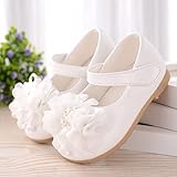 WIN ベビー 夏 シューズ 赤ちゃん 可愛い プレゼント 軽量 履かせやすい マジックテープ ストラップ 花 新生児 フォーマル靴 (13cm, ホワイト)