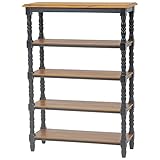 オープンラック 収納棚 【4段】 幅85cm 木製 シャビーシック アジャスター付き ブロカントシリーズ ブラック ( 黒 )