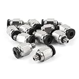 uxcell　クイック継手　空気圧　クイックコネクター　チューブ　エア　空気圧　プッシュ　M5　スレッド　内径4mm　12個入り