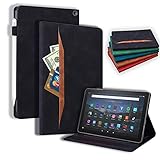 「Doo」Fire HD 10 2021ケース 第11世代 Fire HD 10 Plus ケース 手帳型 ペン収納付き 角度調節可能な鑑賞スタンド スマートカバー ポケット付き 軽量 高級レトロPUレザー+柔らかいTPU製 耐衝撃 り傷防止 全面保護 タブレットケース [ 2021年発売、Newモデル Fire HD 10/Fire HD 10 Plus 第11世代対応] - ブラック