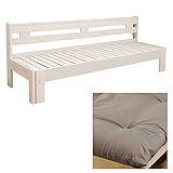 木製伸長式すのこソファベッド専用ふとん付 シングル 伸長式/ﾌﾚｰﾑ:ﾎﾜｲﾄｳｫｯｼｭ布団:ｸﾞﾚｰ(GL52)