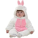 ウサギ マシュマロボア＆オーガニックコットン くまさんジャンプスーツ ふわふわ柔らか 抱きしめたくなるあったか カバーオール 選べる足先 手洗い可 スウィートフェアリーズ コスチューム まだらベビー服