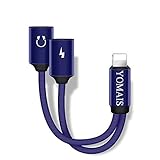 iPhone 8 Lightning ヘッドフォンジャックアダプタ, ライトニング 変換，ライトニング イヤホン 変換,iPhone 変換アダプター，イヤホン分岐 イヤホン 充電 同時， lightning アダプタ データ同期充電ケーブル, Lightning 編組オーディオスプリッタ& 充電ア ダプタケーブル For iPhone X, iPhone 8 Plus, iPhone 8, iPhone 7 Plus, iPhone 7 (青)