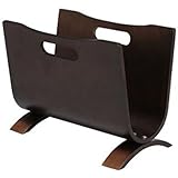 弁天インテリア 曲木 マガジンラック 【 北欧風 / 持ち運び便利 取っ手付 】 雑誌 新聞 収納 【 完成品 】 ブラウン