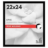 Americanflat 22x24 写真フレーム ブラック - 正方形フォトフレーム エンジニアード木製フレーム 光沢プレキシガラスカバー 壁掛け金具