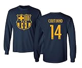 TCAMPバルセロナサッカーシャツPhilippe Coutinho # 14 Futbolメンズ長袖Tシャツ Adult Small