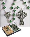 Irish rosary21 " L大理石/シルバープレート21 " L、1.75 " Crucifix / 7 mm大理石ビーズ3パック
