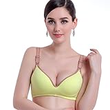 【SEBLES】マタニティ 産前 産後 授乳 コットン フロントバックル 3列3段ホック シンプル シームレス ブラジャー 全6色 8サイズ(イエロー,90C)