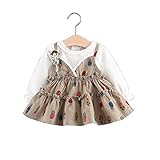 FEVON　ワンピース　ベビー　子供服　女の子　キッズドレス　ガールズ　赤ちゃん　新生児　おもしろ　かわいい　昆虫の柄　フェイクキャミ　フリル　ふわふわ　長袖　春秋　出産祝い　通園　入園式　卒園式　七