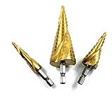 zmart スパイラルステップコーンドリルビット3個セット12/20/32mm HSS チタン 六角 タケノコ