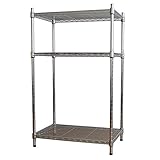国華園 スチールラックW60・3段 1個 パイプ径19mm ラック 幅60×奥行35×高さ94cm 5kg クロムメッキ