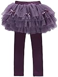【FireflyShop】女の子 裏起毛 レギンス パンツ チュール レース スカート 付き スカッツ 10分丈 スパッツ (パープル 100
