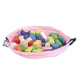 KINDOYOキッズポータブル玩具収納袋＆遊びマット1掛け玩具オーガナイザーラグボックス（45cm）ピンク