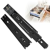 ToBeGreat ソフトクローズ スライドレール 350MM 3段 完全拡張 横付け 住宅用 引き出しスライドレール 引き出しレール ベアリング スライド レール 黒い ネジ付き 2本入（ペア）