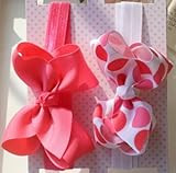 即日発送　Baby ベビー用ヘアバンド　ヘアアクセサリー　子供用【髪飾り】【ヘアバンド】赤ちゃんに最適！ (赤、白セット)