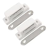 SODIAL(R)2×白いプラスチックシェルメタルプレートキャビネットドア食器棚磁気キャッチ1.9"