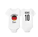 ドイツボディスーツフラグサッカーボール幼児ベビーガールズボーイズPersonalizedカスタマイズされた名前と番号 Bodysuit 18M ホワイト