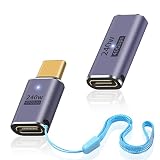 Duttek 240W USB Type C 延長アダプター、40Gbps USB Cメスメ延長スアダプターおよびUSB C 延長オスメスアダプターコネクターをMacBook、iPad、Thunderboltなどに対応（2パック）