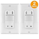 topgreener tdhos5湿度センサースイッチPIRモーションセンサー、デュアルTech湿度スイッチ別々のファンおよびライトコントロール、バスルームファンタイマー壁スイッチ、必要なニュートラル