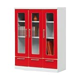 アルファタカバ カラフル書棚 マリン 80cm幅ロータイプ (レッド)