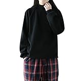 (ボラ-キキ) Bole-kk トレーナー カットソー レディース パーカー スウェット タートルネック シンプル ゆったり 体型カバー プルオーバー BF風 通勤 トップス 長袖 裏起毛 秋 冬 (