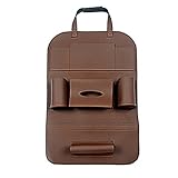 GZQ シートバックポケット 車用 収納ポケット 大容量 多機能 取り付け簡単 レザー製 (ブラウン)