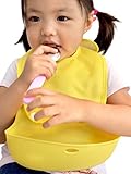 バンビノ お食事 離乳食 エプロン スタイ ロールアップ ビブ 脱着可能受け皿付き 防水 ベビー よだれかけ (イエロー)
