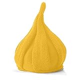 とんがりニット帽 キッズ帽子 ねじり帽子 柔らかニット帽 帽子 キャップ どんぐり帽子 かわいい 子ども 女の子 男の子 秋 冬 シンプル カラバリ 赤ちゃん - イエロー