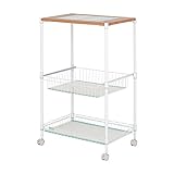 メタルラック キッチンワゴン 幅60 奥行40 高さ95 3段 タイルトップ ルミナス ホワイトラック LW6090-3T