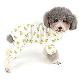 ZUNEA 犬 つなぎ パジャマ 春夏 ロンパース 小型犬 洋服 おしゃれ かわいい バナナ柄 ドッグウエア Tシャツ 部屋着 寝間着 抜け毛防止 ペット 犬の服 猫服 お散歩 お洒落 S