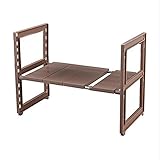 キッチン伸縮収納棚　水道整理　水道スペース活用 幅調整可能　スタッキング　（ホワイト　カーキ） (1段*4pcs板, カーキ)