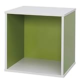 アイリスオーヤマ カラーボックス キュビック 幅34.9×奥行29×高さ34.4cm グリーン/オフホワイト CQB-35