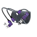 充電ケーブル マグネット USB-Cケーブル PD100W対応【2本入り 1.2m+2m】TYPE-C/TYPE-L USBケーブル 5A急速充電 高速データ転送 片手操作 led通電指示 ナイロン編み設計 防塵磁石 i製品/Android/ノートパソコン/タブレット 2in1の充電コード多設備対応（パープル）