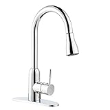 BOHARERS Pull-down Kitchen Sink Faucet with Deck Plate 2 Functions Spray Mixer Tap (Lead Free),Chrom
