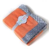Bacati Playful Foxs Blanket, Solid Orange with Grey Border by Bacati