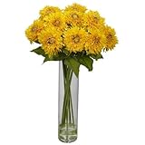 Nearly Natural 1246-YL Sunflower with Cylinder Silk Flower Arrangement, Yellow by Nearly Natural [並行