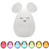 ewoleeナイトライト、ポータブルソフトシリコン夜ランプウォームホワイト& 7-color呼吸3ライトモードSensitiveタップコントロール、Best夜間用子 4328265793