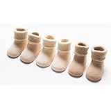 Zafina 子供ハイ靴下　滑り止め付き　暖かい柔らかい　厚手　幼児用　 秋冬　男の子　女の子　 ムール用　防寒　３足セット (無地, M(12-36月))