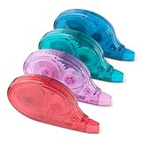 Amazonベーシック 修正テープ 約4mm幅 2倍巻 12m 4個パック 横引きタイプ レッド/ブルー/グリーン/パープル