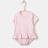 WENDYWUカバーオール 新生児パジャマ ベビーカバーオール ベビー服 ボディースーツ 新生児 子供 女の子 赤ちゃん リボン スポーツ 運動服 出産祝い (80cm, 粉)