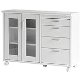 ライフスタイリングショップ キッチンワゴン 幅90 キャスター付 食器棚 台所収納 ホワイト KT-03WH